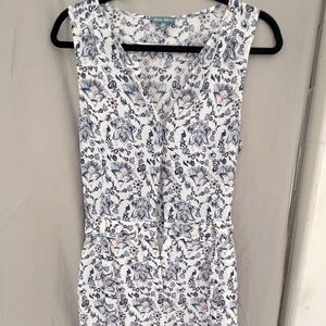 Fleur Blue Romper White/Blue with Pink Accents Size 8